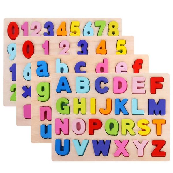 30cm Kid Early educational toys baby wooden puzzle toy alphabet number letter learning education child wood jigsaw toy