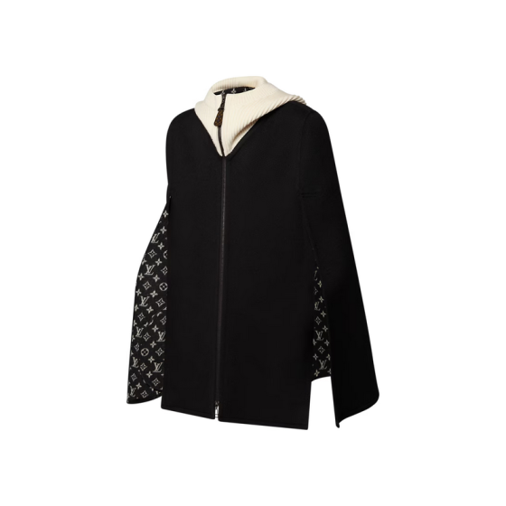 Ribbed Hood Double Face Cape