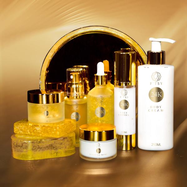 Whitening 24K Gold Skin Care Set 24K Gold Soap Body Lotion Face Lotion Serum Cream Gold foil Toner