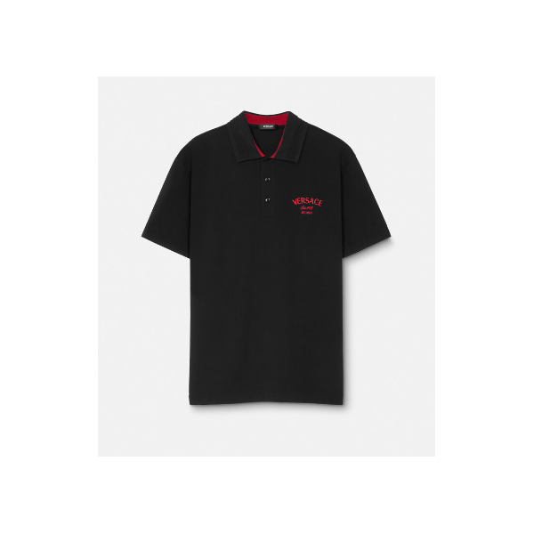 Embroidered Versace Milano Stamp Polo Shirt