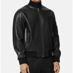 Leather bomber jacket