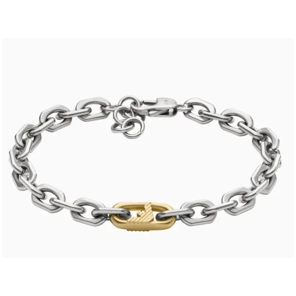 Men's Steel Curb Chain Contrast Eagle Logo Trendy Avant-garde Bracelet