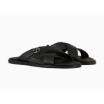 Men's Calf Leather Cross Strap Flat Colorblock Casual Sandals