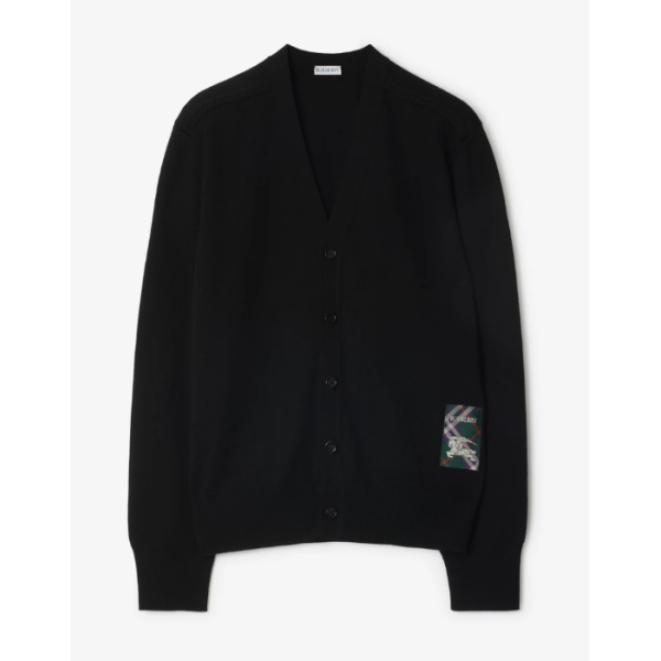Check Label Wool Cardigan