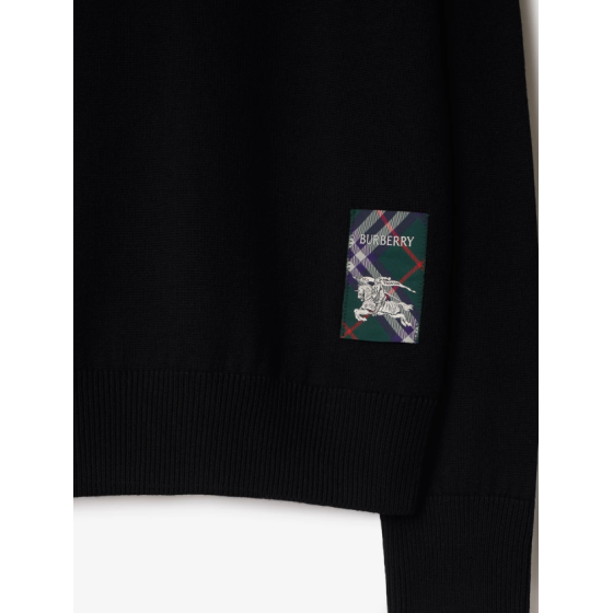 Check Label Wool Cardigan