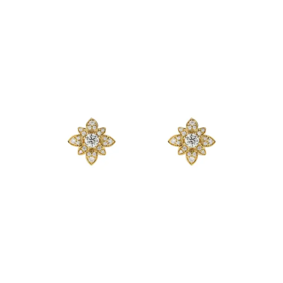 Gucci Flora series 18K yellow gold diamond stud earrings