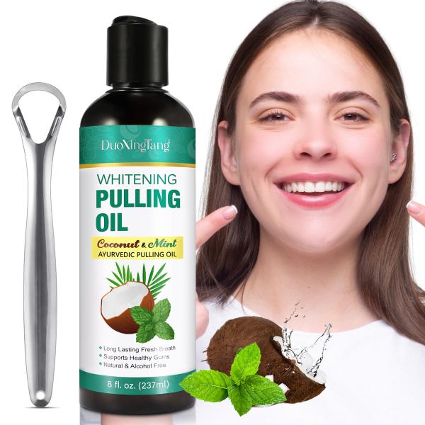 Wholesale 237ml Natural Organic Mouthwash Private Label Teeth Whitening Coconut Mint Pulling Oil Mouth Wash For Mouth Gum Health
