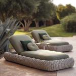 Luxury Modern Round Rattan Woven Moon Chair Popular Outdoor Leisure Sunbed Furniture For Pool Hotel Park Hall Use