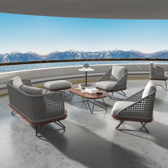 Fulin Best Selling Wire Sample Steel Luxurury aluminium Outdoor Leisure Modular Balcony Sofa Sunbed