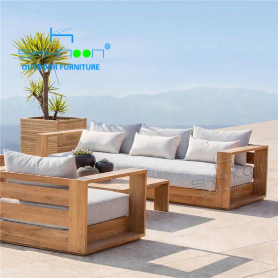Nordic modern popular patio three seat sofa new design luxury outdoor sofa outdoor leisure furniture teak garden sofa(92012C)