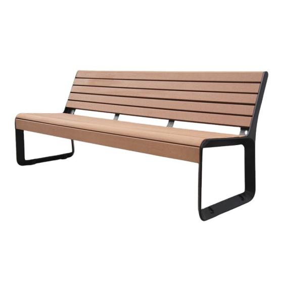 outdoor Wpc Bench Seat Outside Public Park Wood Plastic Composite Slat Seating Bench Garden Furniture Patio Modern Bench Chair