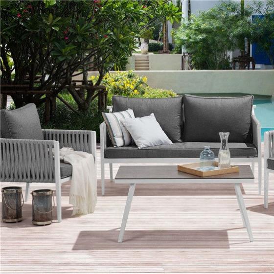 Leisure Outdoor Garden Furniture Webbing Weaving Sofa Set Rattan Or Rope Patio Sofa