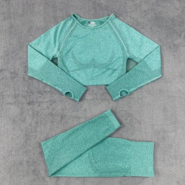 2PCS Seamless Yoga Set Sexy Long Sleeve Drawstring High Waist Leggings Workout Cloth Athletec gym fitness sets Women Set