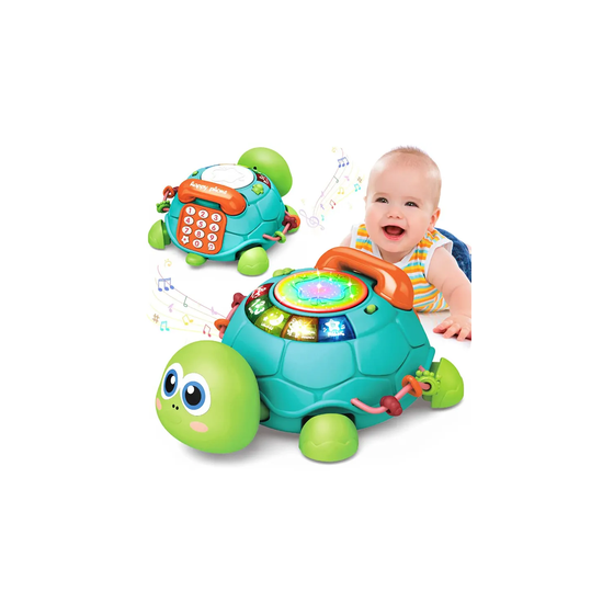 New design baby phone toy educational multifunctional crawling induction baby telephone toy musical turtle toy