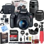 CanonT7EOSRebel-CámaraDSLRconlenteEF-S18-55mmf/3.5-5.6isIIylenteEF75-300mmf/4-5.6IIIydos(2)tarjetasdememoriaSDHCde32GBmáspaquetedeaccesoriosconbateríadoble