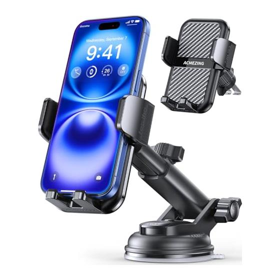 ACMEZING-Soporte3en1parateléfonodeautomóvil,ventosaysoporteparasalpicaderodeventilación|122+LBSStrongestSuction&StableClampArm,360°AdjustableCellPhoneMountFitsAllSmartphones&CarModels