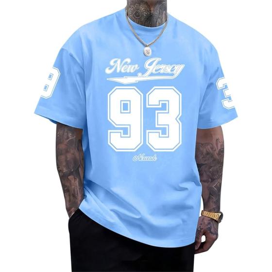 Men's jersey number graphic T-shirt, loose fit, Y2K street style, New Jersey T-shirt, summer short-sleeved top.