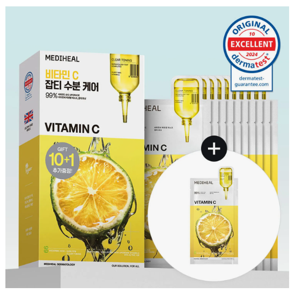 MEDIHEAL Vitamin C Essential Mask Sheet Clear Toning 10ea Set (+1ea)