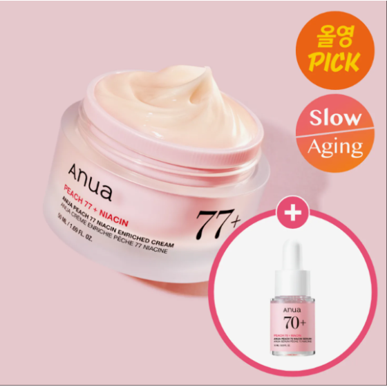 Anua Peach 77 Niacin Enriched Cream 50ml set (+Serum 10ml)