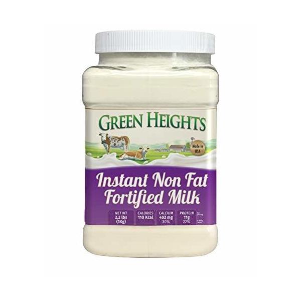 Instant Fortified Nonfat Milk Powder Jar 2 Pound / 900 GMS Jar (28+ Servings) - Proudly Made in America - Healthy Nourishing Essentials by Green Heights