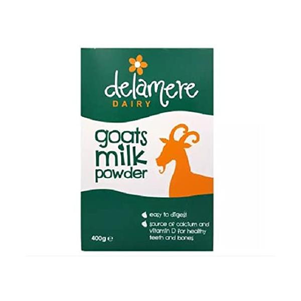 Delamere Dairy Goats Milk Powder 400G - Delamere Dairy's Goats' Milk Powder is a convenient whole goats' milk substitute. in hot drinks, on cereal, in recipes, baking and sauces, and simply as a drink.