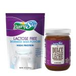 DairySky Lactose Free Milk Powder & Dulce de Leche Sin Azucar | Lactose Free Nonfat Milk Kosher with Protein & Calcium | Caramel No Added Sugar, Gluten Free Used for Ice Cream, Desserts, Coffee,& More