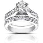 Madina Jewelry 1.80 ct Ladies Round Cut Diamond Engagement Accented Ring Set in Platinum