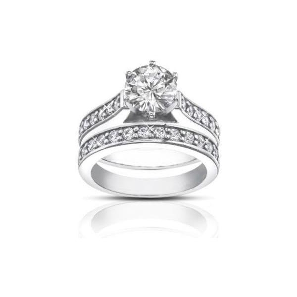 Madina Jewelry 1.80 ct Ladies Round Cut Diamond Engagement Accented Ring Set in Platinum