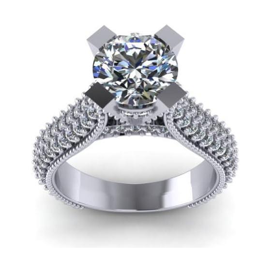 Madina Jewelry 2.65 ct Pave Set Round Cut Diamond Engagement Ring in Platinum
