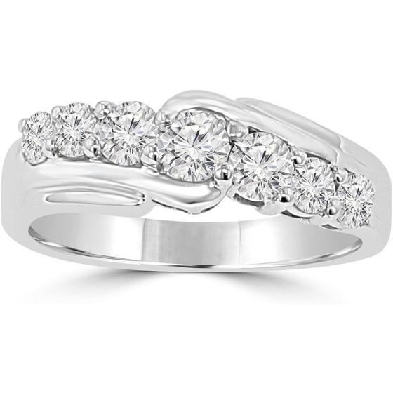 Madina Jewelry 1.15 ct Round Cut Diamond Wedding Band Ring in Prong Setting in 18 kt White Gold