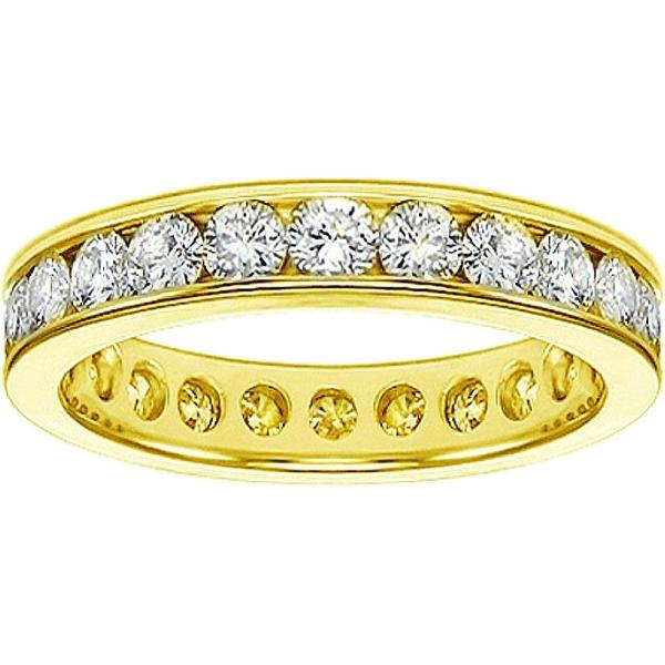 VIP JEWELRY ART 14K Yellow Gold Round Diamond Eternity Anniversary Wedding Band in Channel Setting (1,65-2.25 CT TDW)