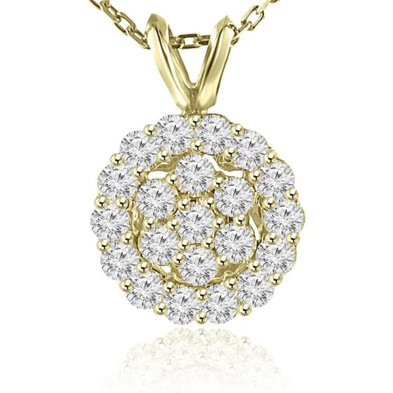 Madina Jewelry 1.00 Ct Ladies Round Cut Diamond Pendant/Necklace in 14 kt Yellow Gold