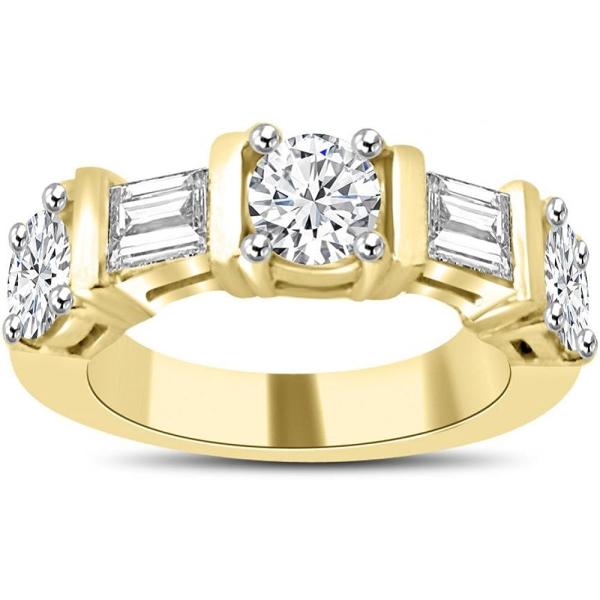 Madina Jewelry 1.54 ct Round and Baguette Cut Diamond Wedding Band Ring in 14 kt White Gold