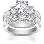 Madina Jewelry 2.00 ct Women's Round Cut Diamond Engagement Ring with Wedding Band Set in 14 kt White Gold