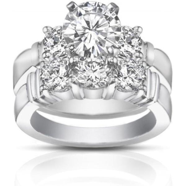 Madina Jewelry 2.00 ct Women's Round Cut Diamond Engagement Ring with Wedding Band Set in 14 kt White Gold