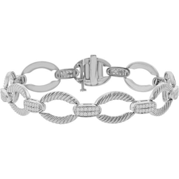 Madina Jewelry 1.08 ct Ladies Round Cut Diamond Designer Bracelet in 14 kt White Gold