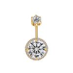 0.5CT-1.0CT GIA H-VS1 Round Shaped Diamond Belly Button Ring, Navel Ring, Luxury Body Jewelry, Piercing, Sexy Jewelry, 3 Gold Colors Available, Wholesale Available