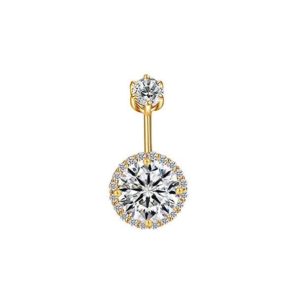 0.5CT-1.0CT GIA H-VS1 Round Shaped Diamond Belly Button Ring, Navel Ring, Luxury Body Jewelry, Piercing, Sexy Jewelry, 3 Gold Colors Available, Wholesale Available
