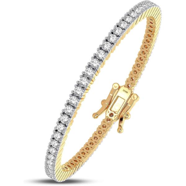 Femme Luxe Sara Diamond Tennis Bracelet for Women (5.00 Carats, G-H Color, I2 Clarity), 14K Gold, with Gift Box, Giftable Jewelry