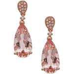 Gin & Grace 14K Rose Gold Genuine Morganite Earrings with Diamonds for women | Ethically, authentically & organically sourced (Pear-cut) shaped Morganite hand-crafted jewelry for her | Morganite Earrings for women