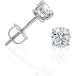 1 to 2 Carat Natural Diamond Stud Earrings IGI Certified Total Weight Round in 14K White Gold with Screw Backs by Beverly Hills Jewelers