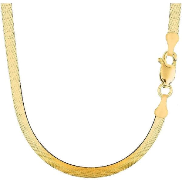 The Diamond Deal 14k Solid Yellow Gold 6.00mm Shiny Imperial Herringbone Chain Necklace or Bracelet for Pendants and Charms with Lobster-Claw Clasp (7", 8", 16", 18" 20" or 24 inch)