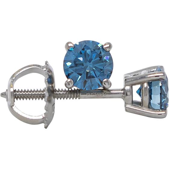 IGI Certified 2.00 Carat Lab-Created Diamond Stud Earrings 14k White Gold Womens VS2-SI1 Clarity (White I-J, Blue, Pink)