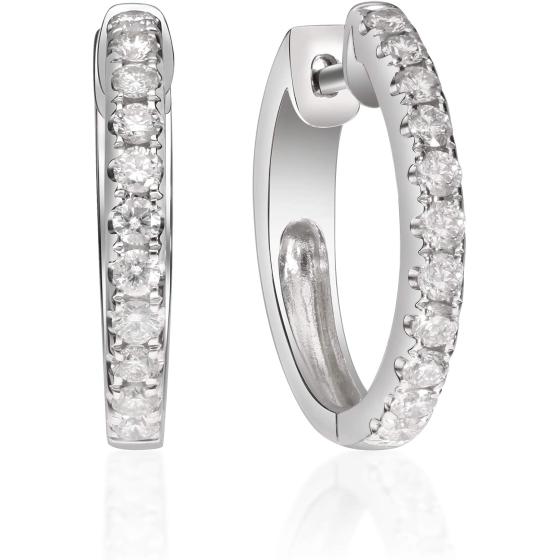 Gin & Grace 14K White Gold Natural Diamond Earrings for women | Ethically, authentically & organically sourced (Round-cut) shaped Diamond hand-crafted jewelry for her | Diamond Earring for women