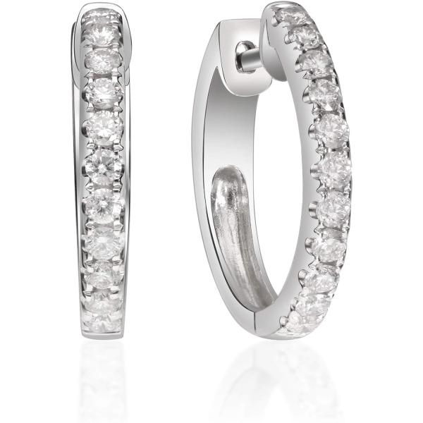 Gin & Grace 14K White Gold Natural Diamond Earrings for women | Ethically, authentically & organically sourced (Round-cut) shaped Diamond hand-crafted jewelry for her | Diamond Earring for women