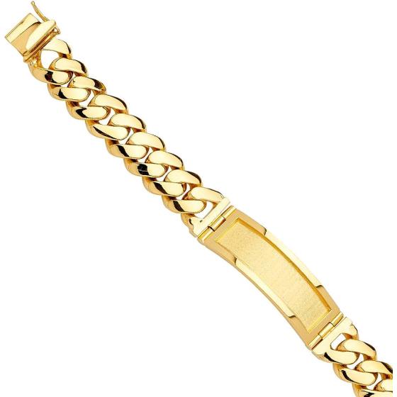 14KY Solid Link ID Bracelet - 9" | Gold Chain Bracelet for Men and Women | Solid Gold Bracelets for Womens Mens Girls Boys 14k Real | Birthday Valentines Gifts For Adults | Weight 126.1 | Jewelry Gift Box | Men’s Jewelry