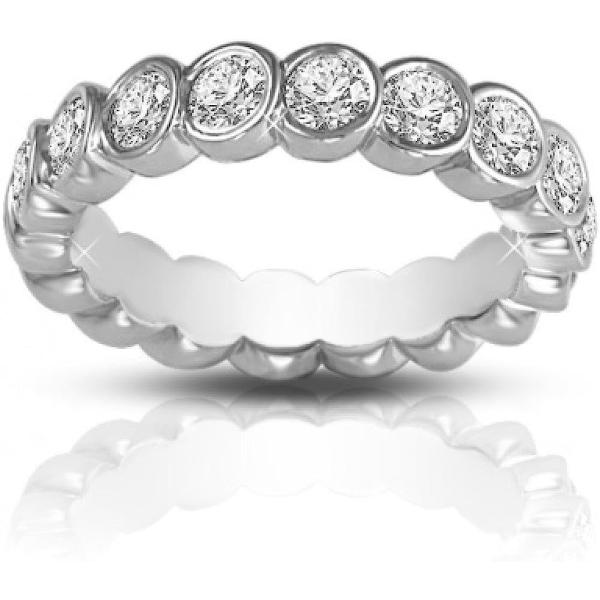Madina Jewelry 2.00 ct Round Cut Diamond Eternity Wedding Band Ring in Bezel Setting in Platinum