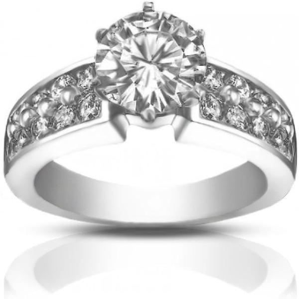 Madina Jewelry 2.00 ct Ladies Two Row Round Cut Diamond Engagement Ring in 14 kt White Gold