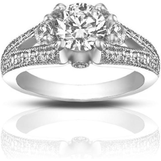 Madina Jewelry 1.49 ct Vintage Style Round Cut Diamond Engagement Ring in 18 kt White Gold