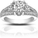 Madina Jewelry 1.49 ct Vintage Style Round Cut Diamond Engagement Ring in Platinum